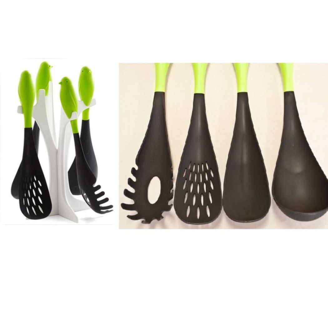 4 Pcs Kitchen Sparrow Service Set - Black